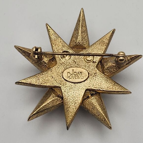 Vintage Joan Rivers Gold Tone Rhinestone Starburst Brooch - Picture 5 of 6